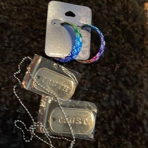 Peace Hoop Earrings and Truth Dog-tags Necklace